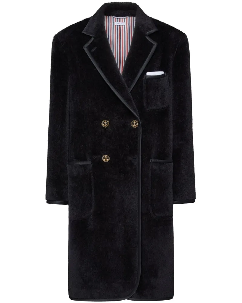 Thom Browne Mantel aus Faux Fur - Schwarz Schwarz