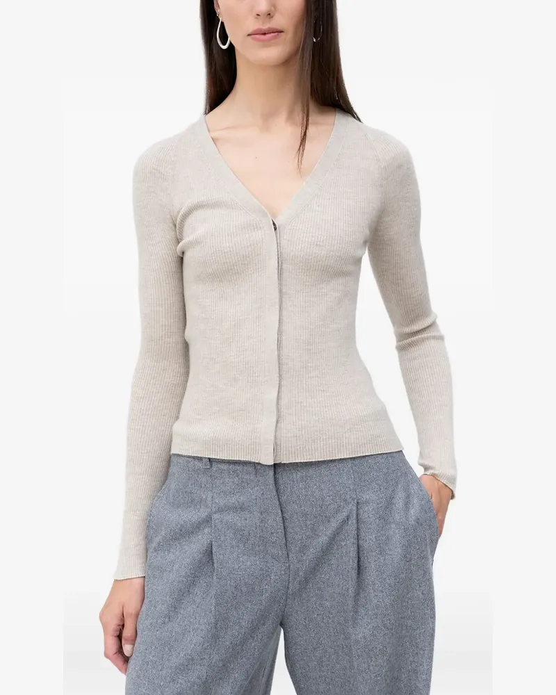 HUGO BOSS ribbed V-neck cardigan - Nude Nude