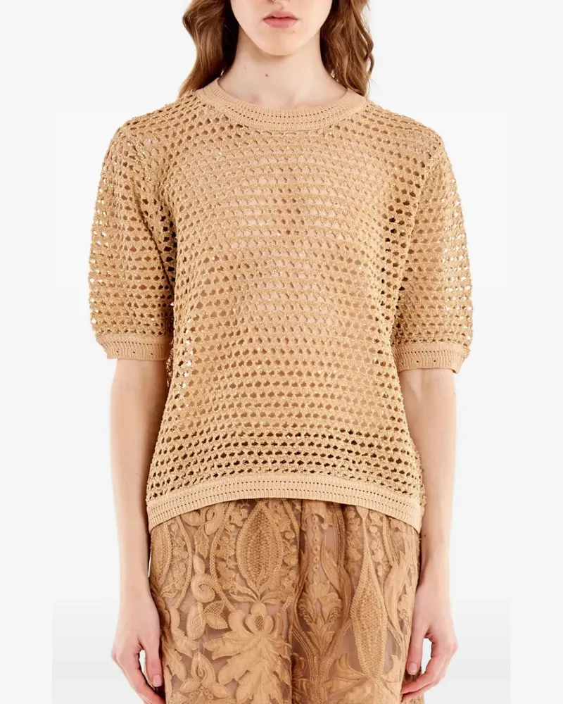 VICOLO open-knit short-sleeve sweater - Nude Nude