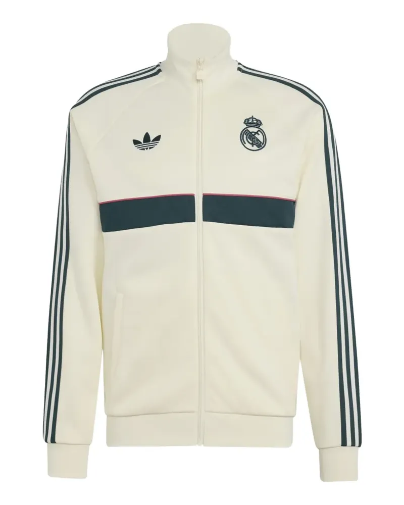 adidas Real Madrid logo-embroidered zip-up jacket - Nude Nude