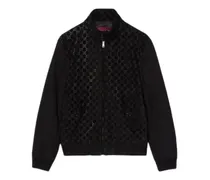 Wildleder-Bomberjacke mit GG-Muster - Schwarz