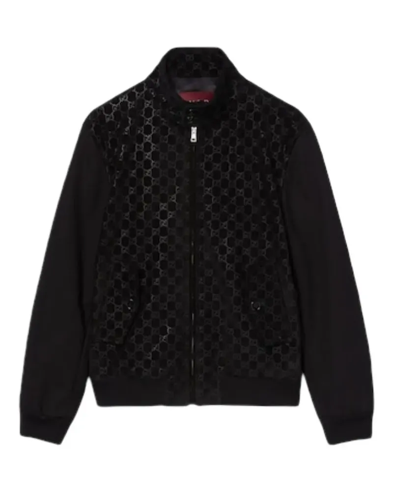 Gucci Wildleder-Bomberjacke mit GG-Muster - Schwarz Schwarz