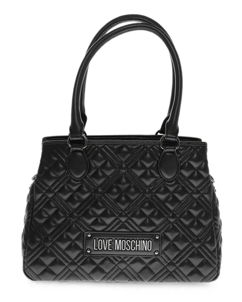 Moschino logo-patch tote bag - Schwarz Schwarz