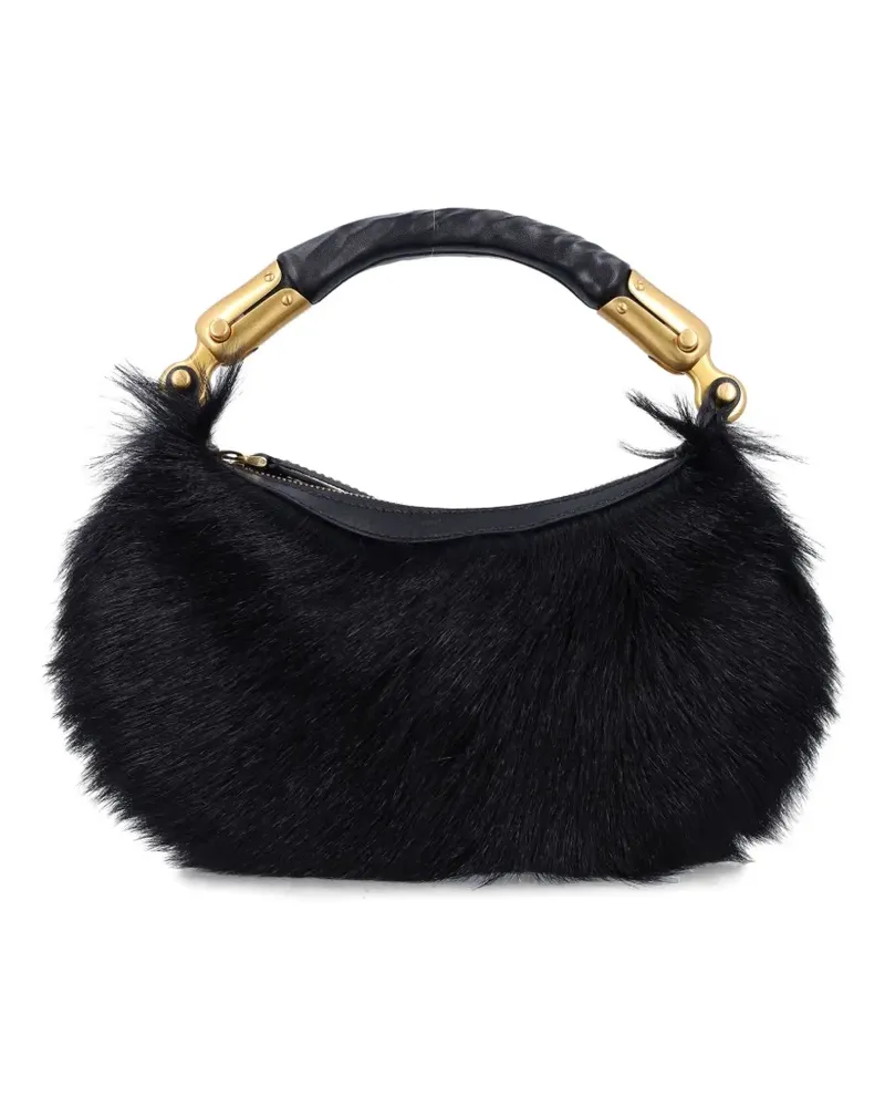 Balmain Shopper mit Pelzbesatz - Schwarz Schwarz