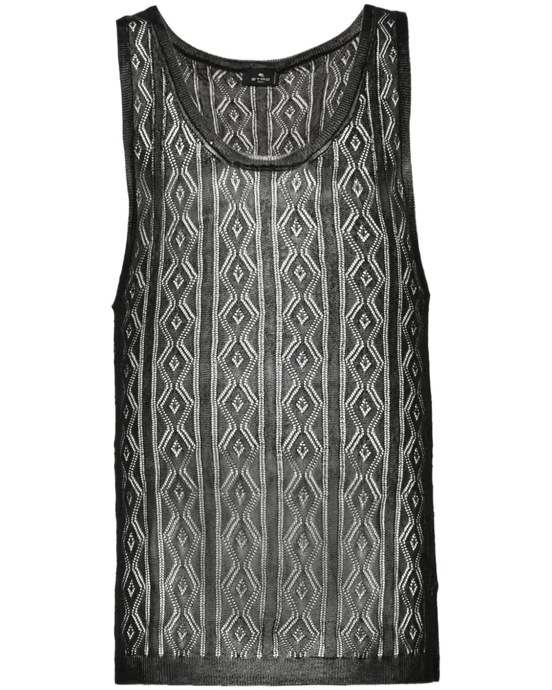 Etro Seiden-Trägershirt in Lochstrick - Schwarz Schwarz