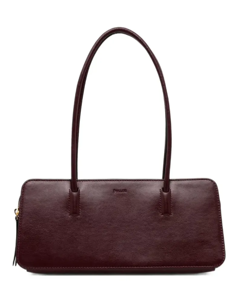 Pollini Lady Tote Bag aus Leder mit vertiefter Logo-Prägung - Rot Rot
