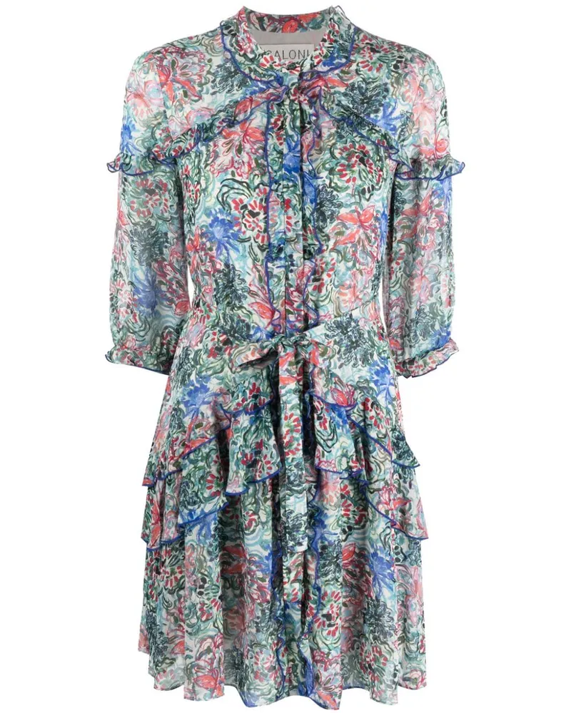 Saloni Minikleid mit Blumen-Print - Grün Grün