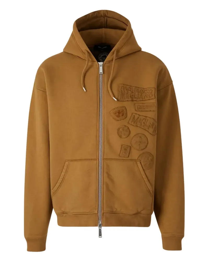 Dsquared2 Kapuzenjacke mit Logo-Patch - Braun Braun