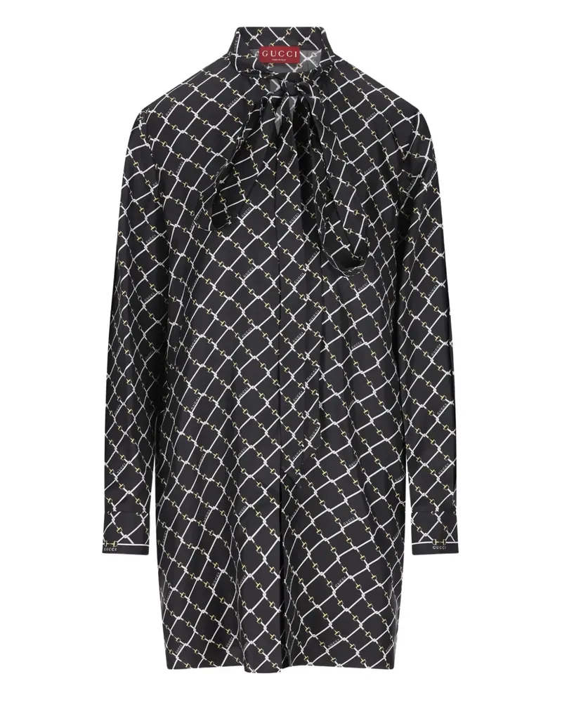 Gucci tie printed silk mini dress - Schwarz Schwarz