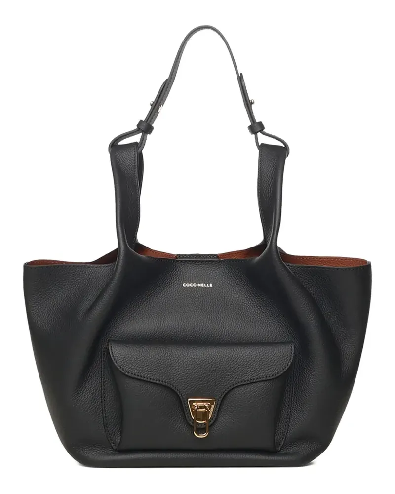 Coccinelle grained flap front shoulder bag - Schwarz Schwarz