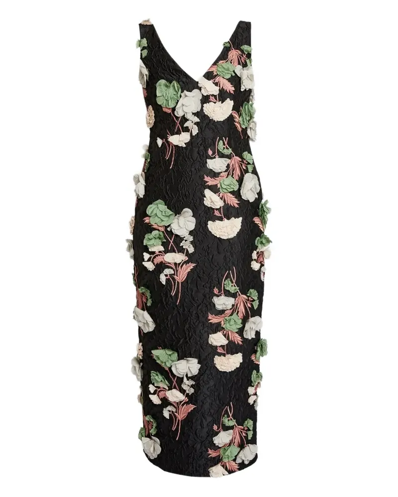 Erdem Besticktes Midikleid mit Blumendetail - Schwarz Schwarz