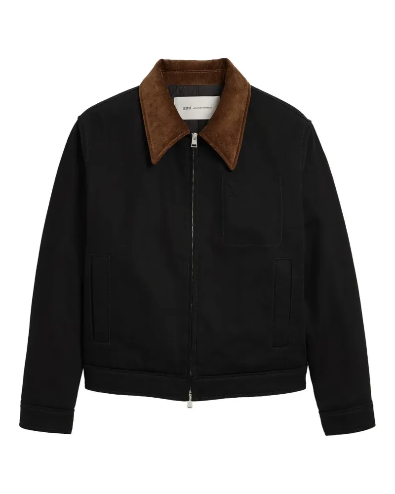 AMI Paris Ami de Coeur Baumwolljacke mit Reißverschluss - Schwarz Schwarz