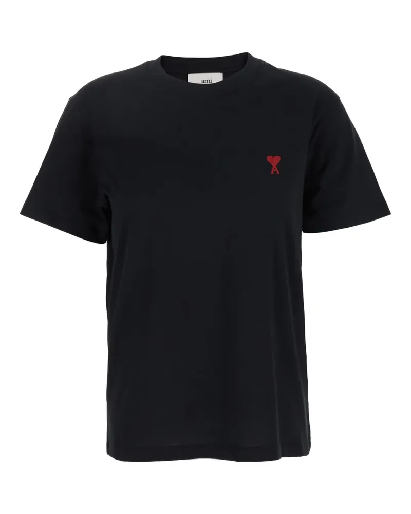 AMI Paris Ami De Coeur embroidery T-shirt - Schwarz Schwarz
