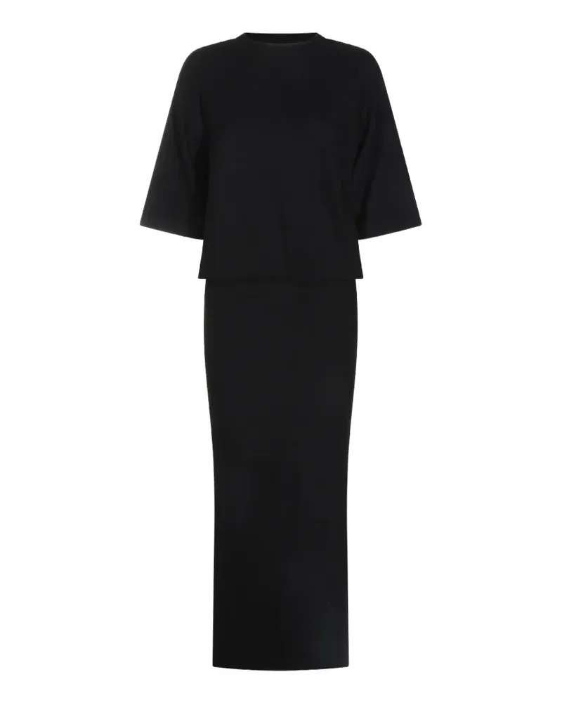 THOM KROM layered-effect short-sleeve maxi dress - Schwarz Schwarz