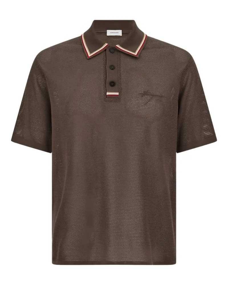 Ferragamo Poloshirt mit Logo-Stickerei - Braun Braun