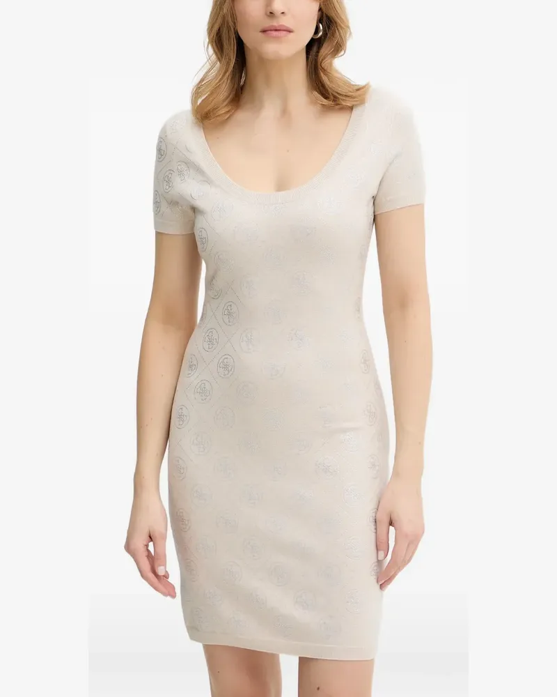 Guess Kleid mit kurzen Ärmeln und Strass - Nude Nude