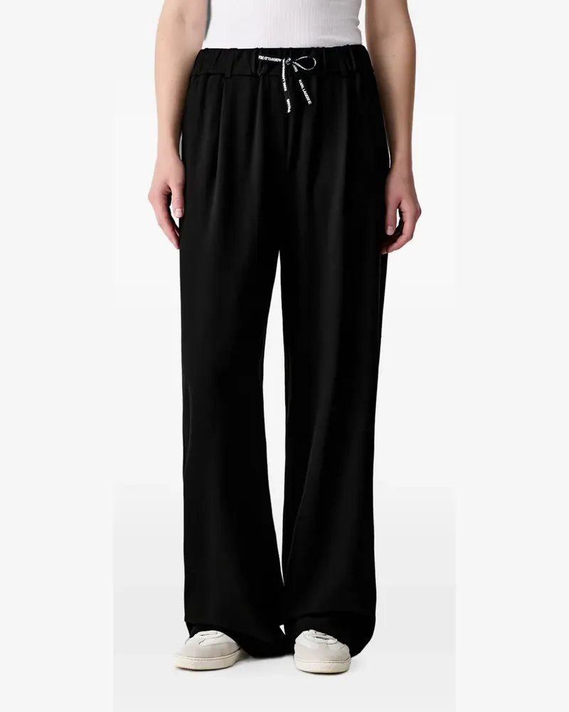 Karl Lagerfeld logo-drawstring wide-leg trousers - Schwarz Schwarz