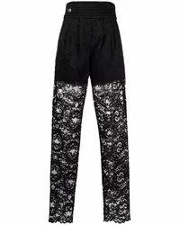 Philipp Plein High-Waist-Hose mit Spitzenmuster Schwarz