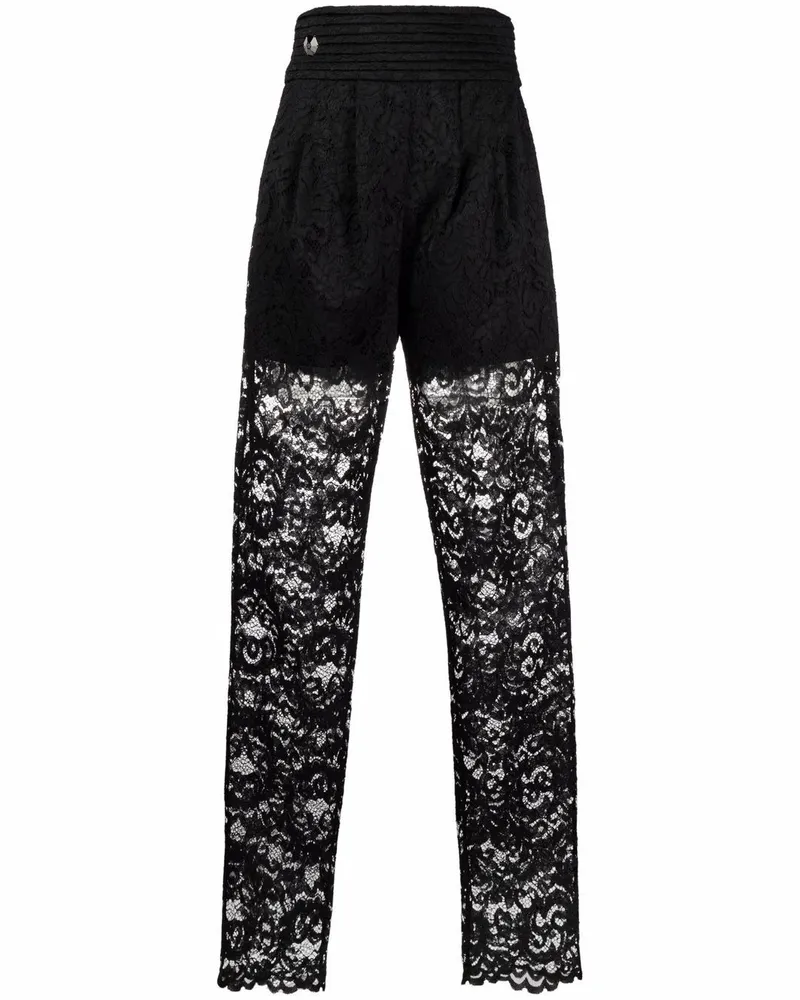 Philipp Plein Spitzenhose mit geradem Bein - Schwarz Schwarz