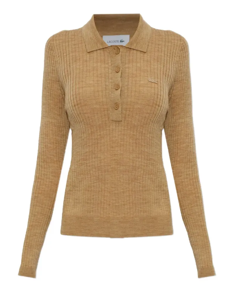 Lacoste Poloshirt aus geripptem Strick - Nude Nude