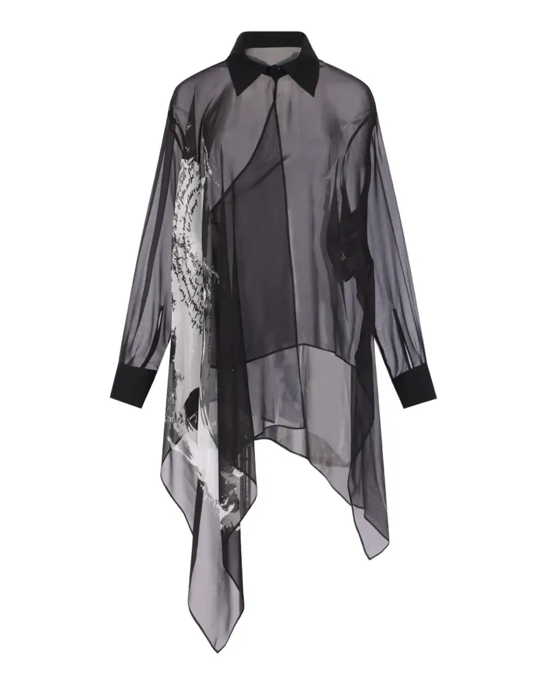 Yohji Yamamoto asymmetric printed shirt - Schwarz Schwarz