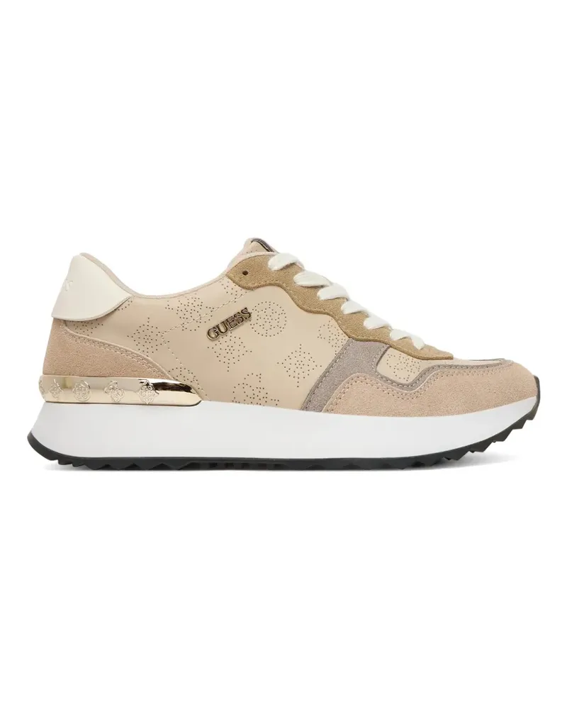 Guess perforated logo-lettering sneakers - Nude Nude