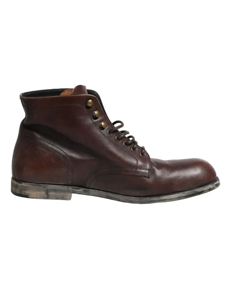Dolce & Gabbana Knöchelhohe Lederstiefel - Braun Braun