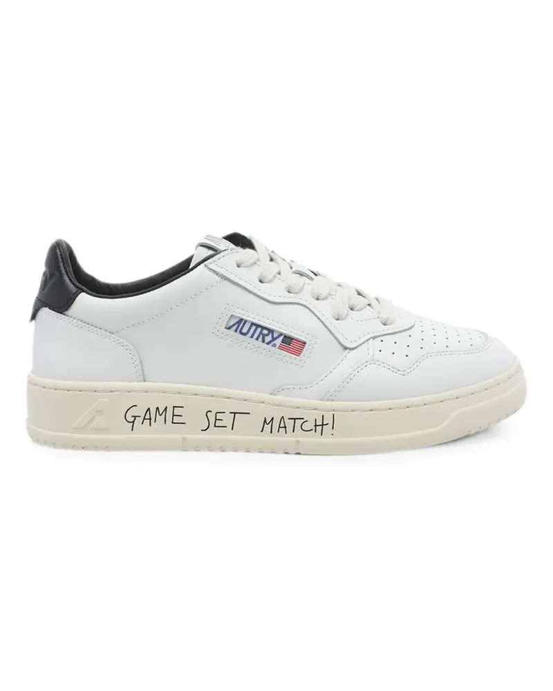 AUTRY Medalist Low Sneakers aus weißem und schwarzem Leder mit Logo Weiß