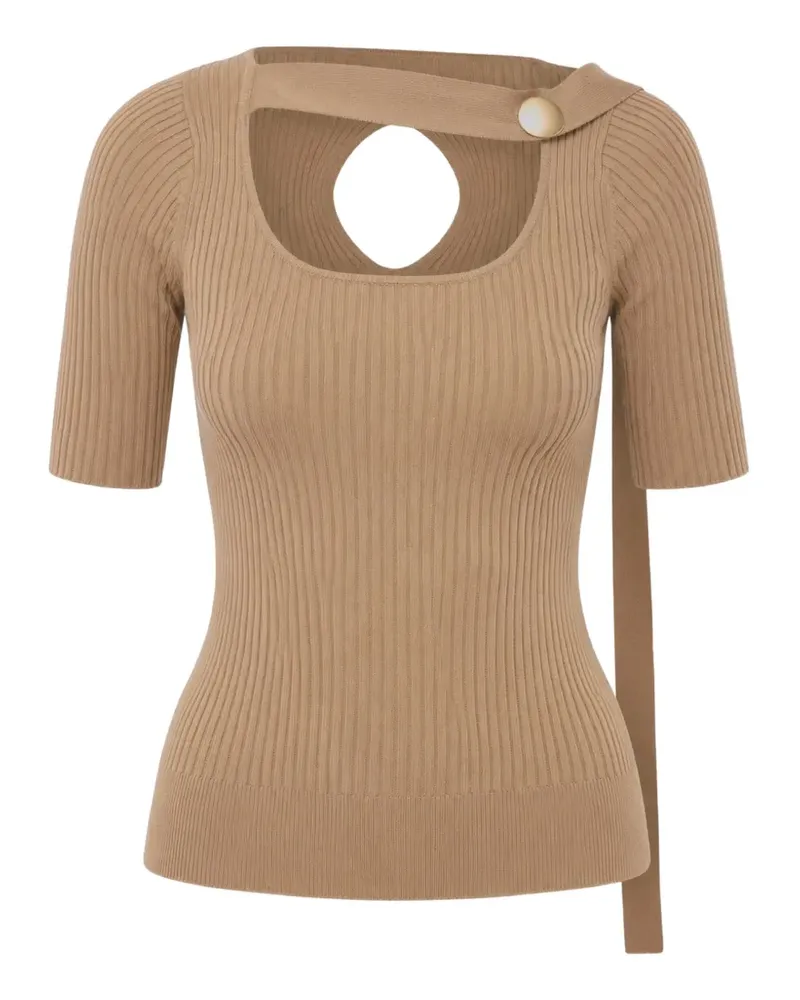 Eudon Choi ribbed cut-out top - Nude Nude