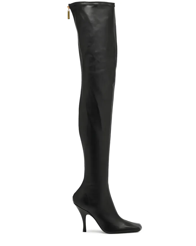 KHAITE Eva Overknee-Stiefel mit Reißverschlussdetail 100mm - Schwarz Schwarz
