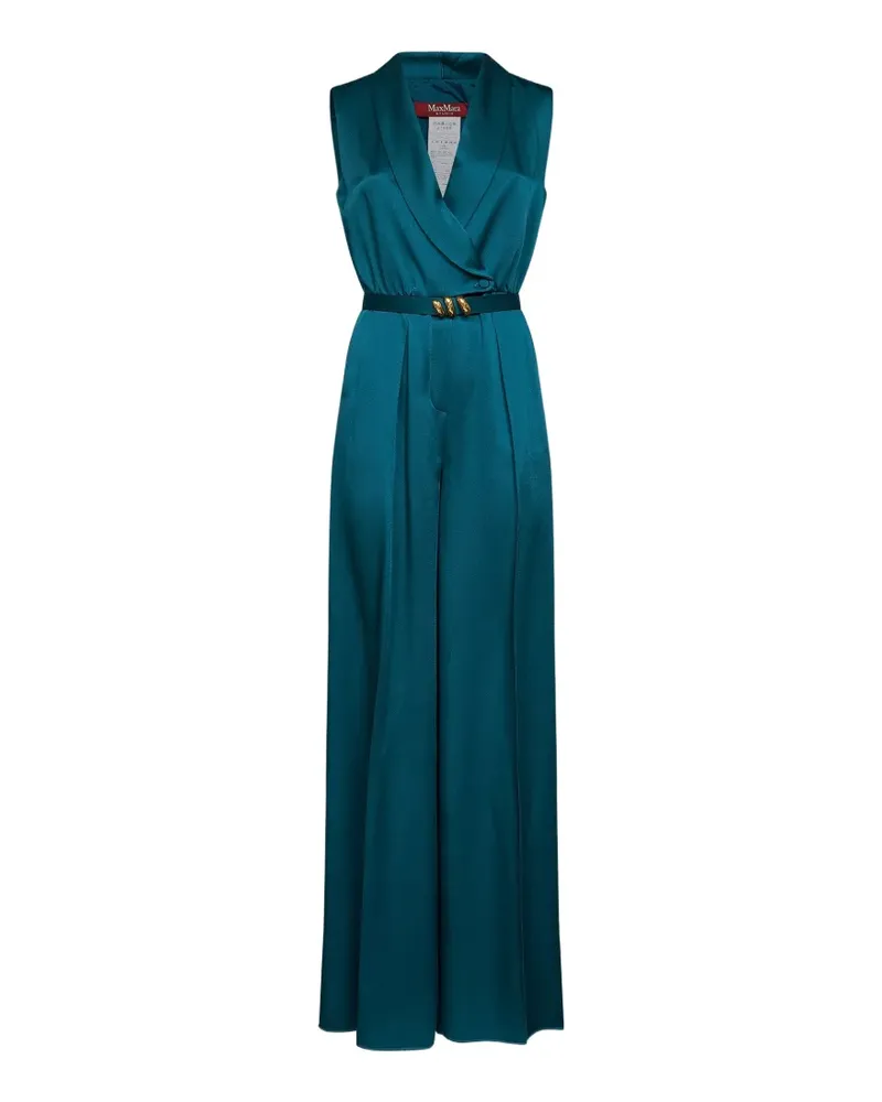 Max Mara belted satin jumpsuit - Grün Grün