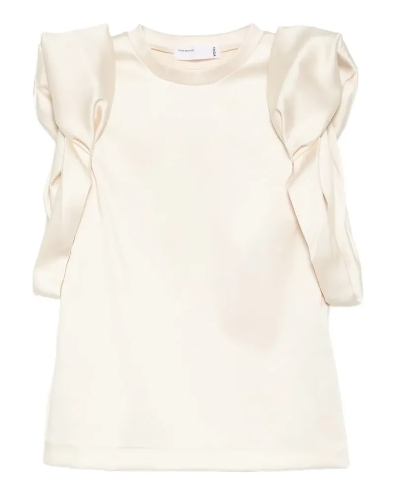 Toga satin roll-sleeves top - Nude Nude