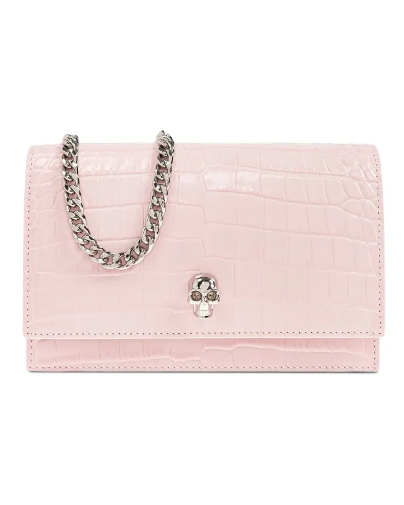 Alexander McQueen Kleine Skull Schultertasche mit Kroko-Effekt - Rosa Rosa