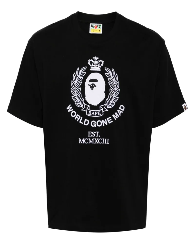 BAPE T-Shirt mit Logo-Stickerei - Schwarz Schwarz