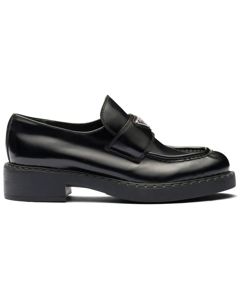 Prada Chocolate Loafer aus gebürstetem Leder - Schwarz Schwarz