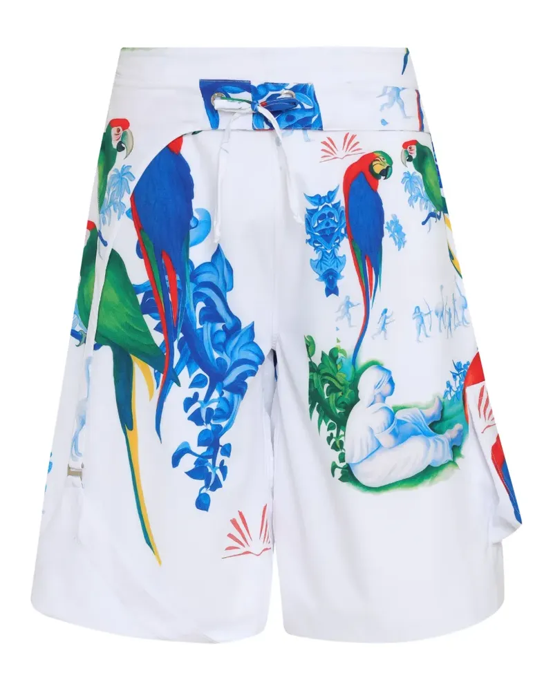Amir Slama parrot-print bermuda shorts - Weiß Weiß