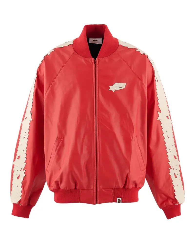 SAINT MXXXXXX x BAPE logo-patch bomber jacket - Rot Rot