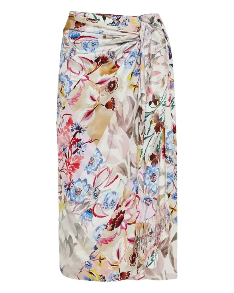 MARELLA Girone knotted floral midi skirt - Nude Nude