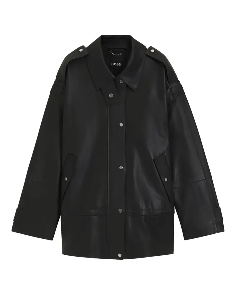 HUGO BOSS Lange Bikerjacke - Schwarz Schwarz