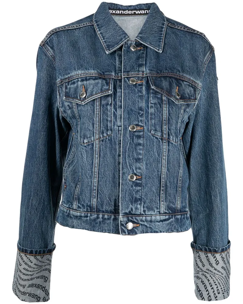 Alexander Wang Jeansjacke mit Logo-Print - Blau Blau