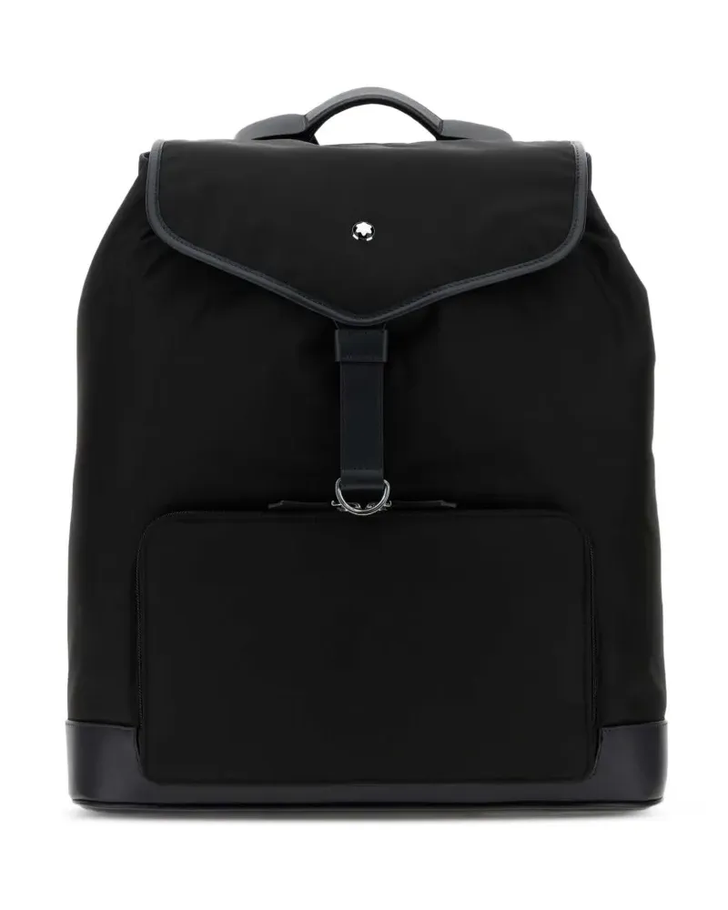 Montblanc logo-plaque foldover-top canvas large backpack - Schwarz Schwarz