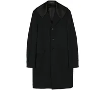 satin-panelled single-breasted coat