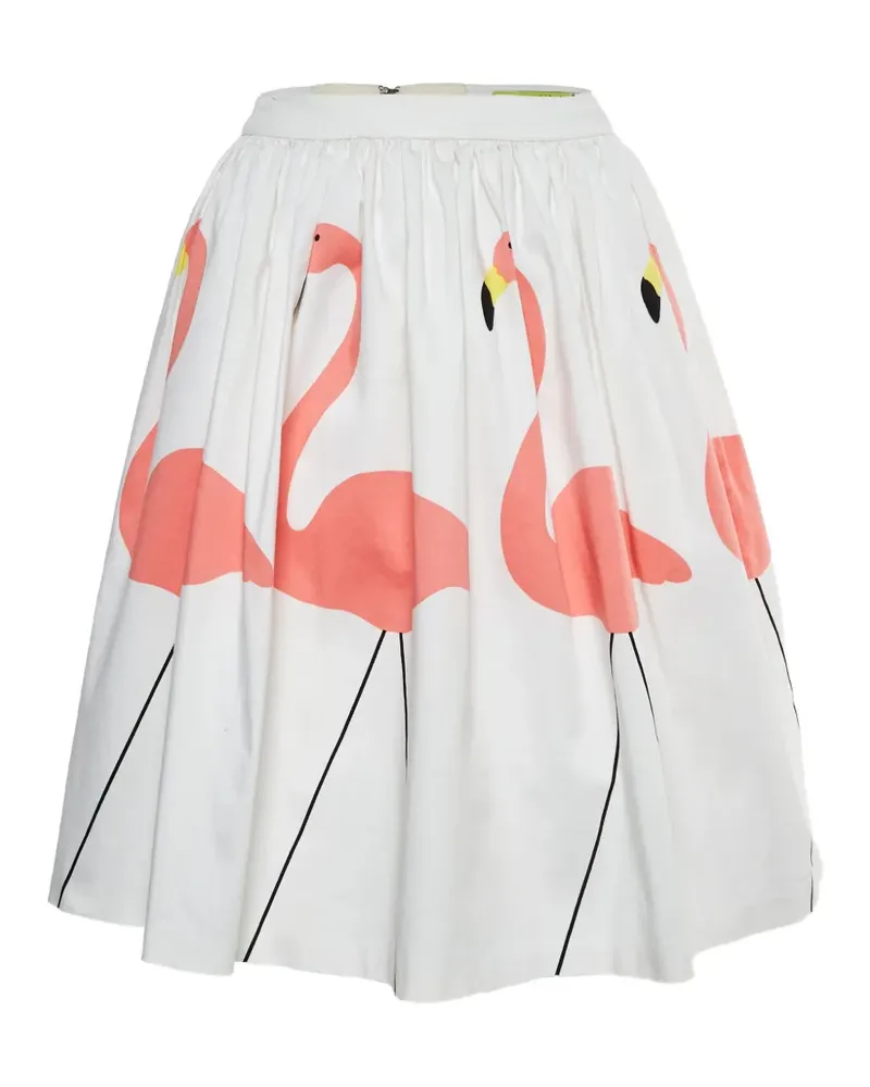 Alice + Olivia flamingo-print flared mini skirt - Weiß Weiß