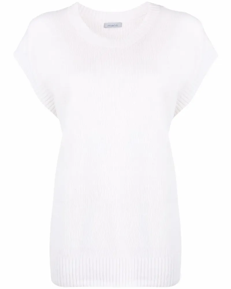 Malo Geripptes T-Shirt aus Kaschmir - Weiß Weiß