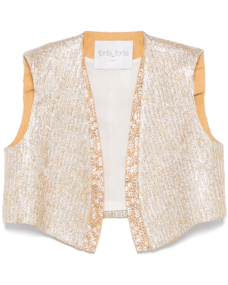 forte_forte Weste mit Kristallen - Gold Gold