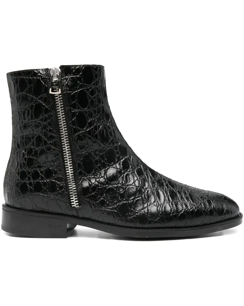 Giuseppe Zanotti Stiefel mit geprägtem Reißverschluss - Schwarz Schwarz