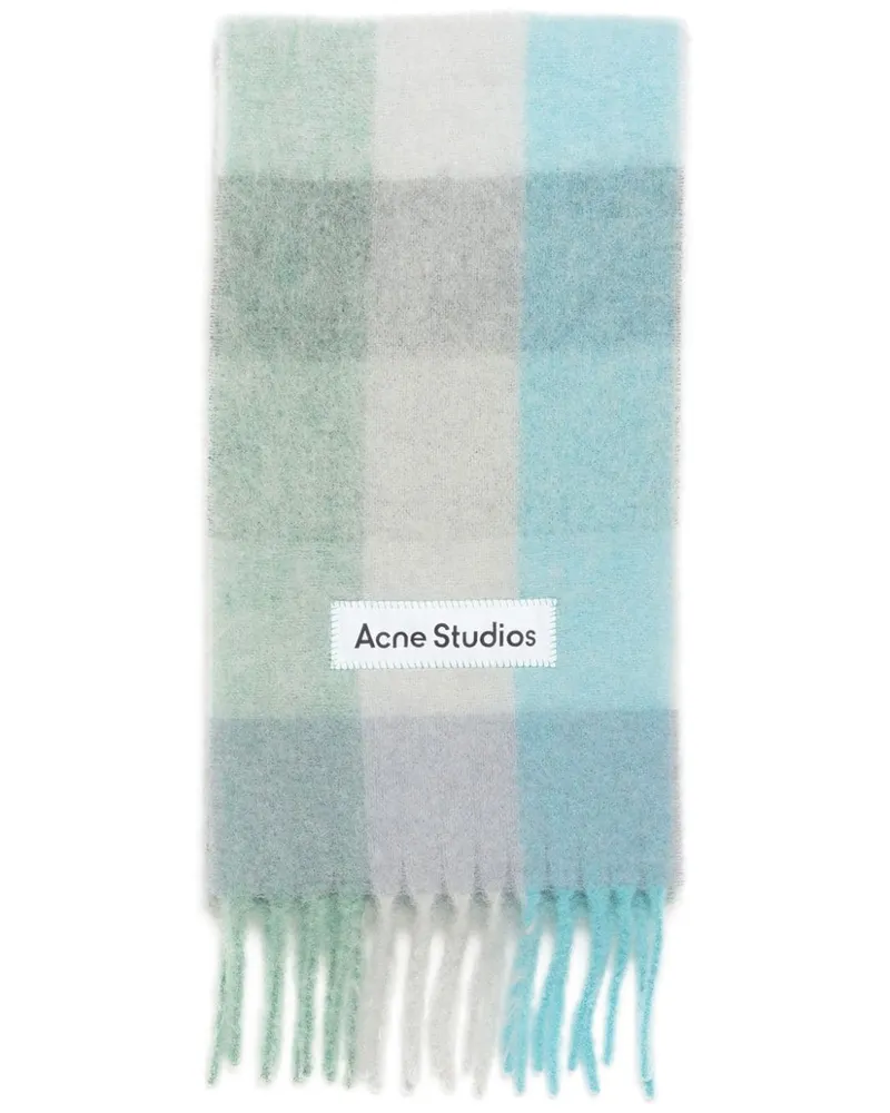 Acne Studios Karierter Schal mit Logo-Patch - Grau Grau