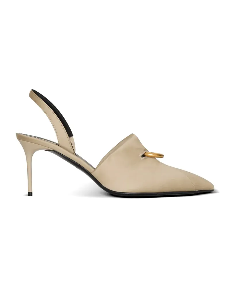 Balmain cotton gabardine slingbacks with piercing - Nude Nude