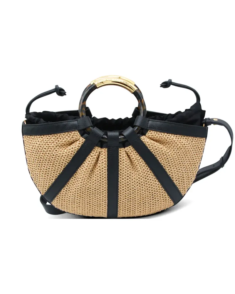 Coccinelle medium Shell straw tote bag - Nude Nude