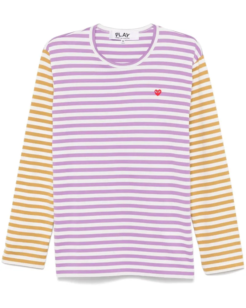 Comme des Garçons Gestreiftes T-Shirt mit Logo-Applikation - Violett Violett
